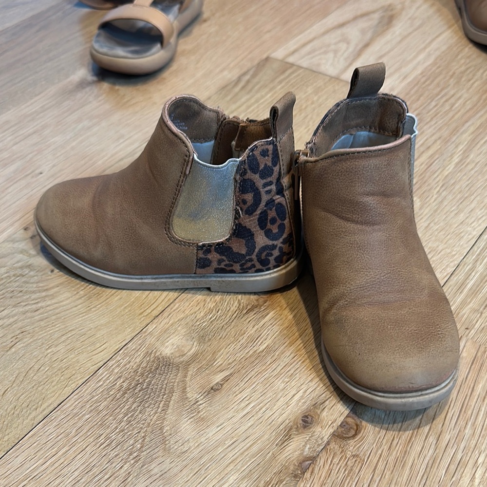 Brown Leopard Kids Ankle Boots